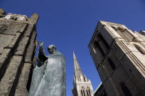 England, West Sussex, Chichester, statue of Saint Richard outside the Cathedral.