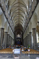 England, Wiltshire, Salisbury, Interior of the Medieval Cathedral.