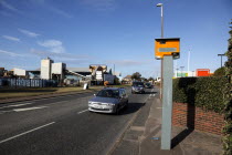 England, West Sussex, Shoreham-by-Sea, Gatso traffic speed camera on main road.