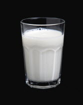 Drink, Milk, Tumbler glass of dairy milk.