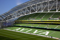 Ireland, County Dublin, Dublin City, Ballsbridge, Lansdowne Road, Aviva 50000 capacity all seater Football Stadium designed by Populus and Scott Tallon Walker. A concrete and steel structure with poly...