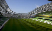 Ireland, County Dublin, Dublin City, Ballsbridge, Lansdowne Road, Aviva 50000 capacity all seater Football Stadium designed by Populus and Scott Tallon Walker which dips down at the north end as to no...