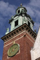 Poland, Krakow, Clock tower of Wawel Cathedral.