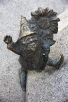 Poland, Wroclaw, diminutive statue of a gnome by Tomasz Moczek.