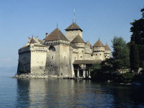 Switzerland, Chateau de Chillon, on Lake Leman.