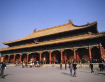 China, Beijing, Forbidden City with tourists.