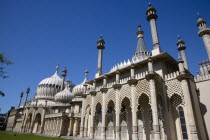 England, East Sussex, Brighton, The Royal Pavilion, 19th century retreat for the then Prince Regent, Designed by John Nash in a Indo Sarascenic style.