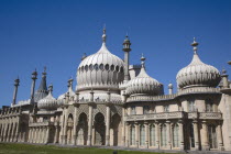 England, East Sussex, Brighton, The Royal Pavilion, 19th century retreat for the then Prince Regent, Designed by John Nash in a Indo Sarascenic style.