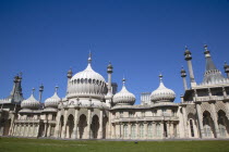 England, East Sussex, Brighton, The Royal Pavilion, 19th century retreat for the then Prince Regent, Designed by John Nash in a Indo Sarascenic style.