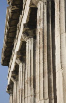 Greece, Athens, Part view of columns along eastern face of the Temple of Hephaestus.