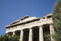 Greece, Athens, Part view of ruined portico and columns of eastern face of the Temple of Hephaestus.