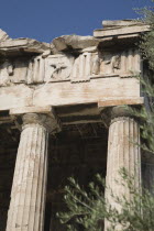 Greece, Athens, Part view of ruined portico and columns of eastern face of the Temple of Hephaestus.