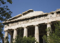 Greece, Athens, Part view of ruined portico and columns of eastern face of the Temple of Hephaestus.