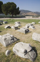 Turkey, Izmir Province, Selcuk, Masonry ruins from the 6th century Basilica of St. John the Apostle.