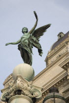 Austria, Vienna, Kunsthistorisches Museum, the Museum of Art History. Part view of exterior with winged statue.