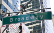 USA, New York, Manhattan, Overhead road sign for Broadway.