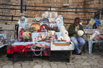 Albania, Kruja, Souvenir stall  in the old town.