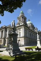 Ireland, North, Belfast, City hall exterior and lawns.