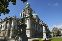 Ireland, North, Belfast, City hall exterior and lawns.