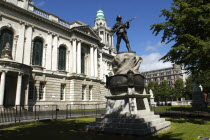 Ireland, North, Belfast, City hall exterior and lawns.