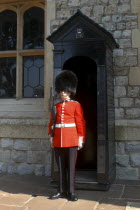 England, London, Queens Life Guard on duty at Buckingham Palace.