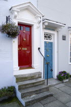 ENGLAND, Hampshire, Portsmouth, Georgian doors on houses in Old Portsmouth.