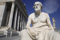 Austria, Vienna, Statue of Thucydides, the Greek historian, in front of Parliament.