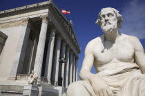 Austria, Vienna, Statue of Thucydides, the Greek historian, in front of Parliament.