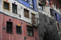 Austria, Vienna, Hundertwasser-Krawinahaus colourful exterior.