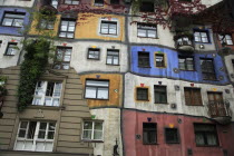 Austria, Vienna, Hundertwasser-Krawinahaus colourful exterior.