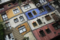 Austria, Vienna, Hundertwasser-Krawinahaus colourful exterior.