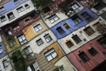 Austria, Vienna, Hundertwasser-Krawinahaus colourful exterior.