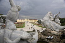 Austria, Vienna, Neptune Fountain at Schonnbrunn Palace.