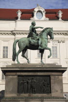 Austria, Vienna, Monument to Emperor Josef II in the courtyard of the Spanish riding school.