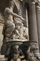 Austria, Vienna, Danubius Fountain at the Albertina Museum.