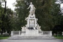 Austria, Vienna, Statue of Mozart in the Burggarten.