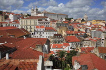 Portugal, Lisbon, View across the old town the Alfama district to the Monastery of Sao Vicente de Fora.