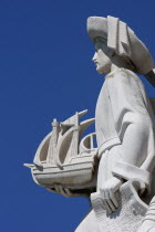 Portugal, Lisbon, Belem, Detail of the Monument to the Discoveries.