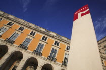 Portugal, Lisbon, Metro sign in Praca do Comercio.