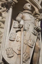 Portugal, Lisbon, Detail of the neo-manueline facade of Rossio Railway Station.