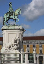 Portugal, Lisbon, Statue of King Jose 1 in Praca do Comercio.