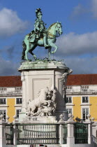 Portugal, Lisbon, Statue of King Jose 1 in Praca do Comercio.