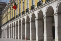 Portugal, Lisbon, The arches of the government buildings in Praca do Comercio.