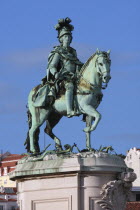 Portugal, Lisbon, Statue of King Jose 1 in Praca do Comercio.