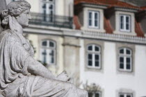 Portugal, Lisbon, Carving at the base of the statue of Dom Pedro IV in Praca Rossio Square.