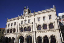 Portugal. Estremadura, Lisbon, Rossio Railway Station exterior.