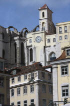 Portugal, Estremadura, Lisbon, Carmo Convent seen from Rossio Square.