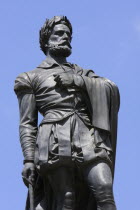 Portugal., Estremadura, Lisbon, Statue of Luis de Camoes in Praca Luis de Camoes square in the Chiado district.