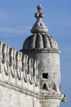 Portugal, Estremadura, Lisbon, Tower of Belem detail.