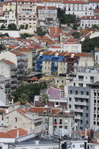 Portugal, Estremadura, Lisbon, View over the Baixa district.